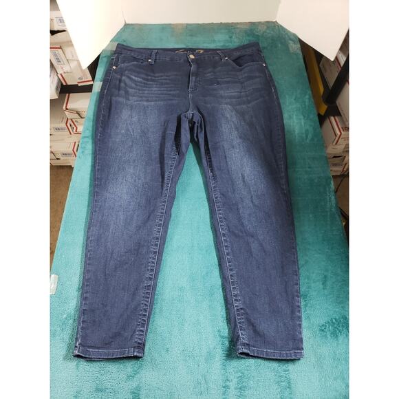 Seven7 Jeans Size 20 W Womens Blue Stretch Pants Denim Plus High Rise Skinny - Picture 1 of 13